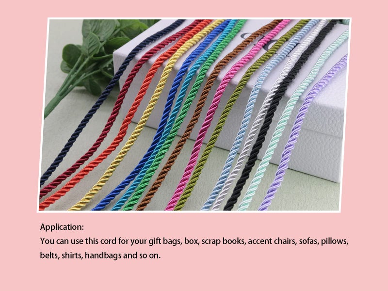PAMIR TONG 5mm Twisted Satin Cord for Crafts 60 Yards Braided Decorative Cotton Cords Trims Polyester Twine Cord Thick Round Fabric Rope Thread for Sewing DIY Shiny Handfast Cord for Wedding - Image 3